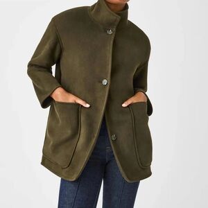 NWOT spanx suede reversible fleece Sherpa Olive Green Women's Jacket